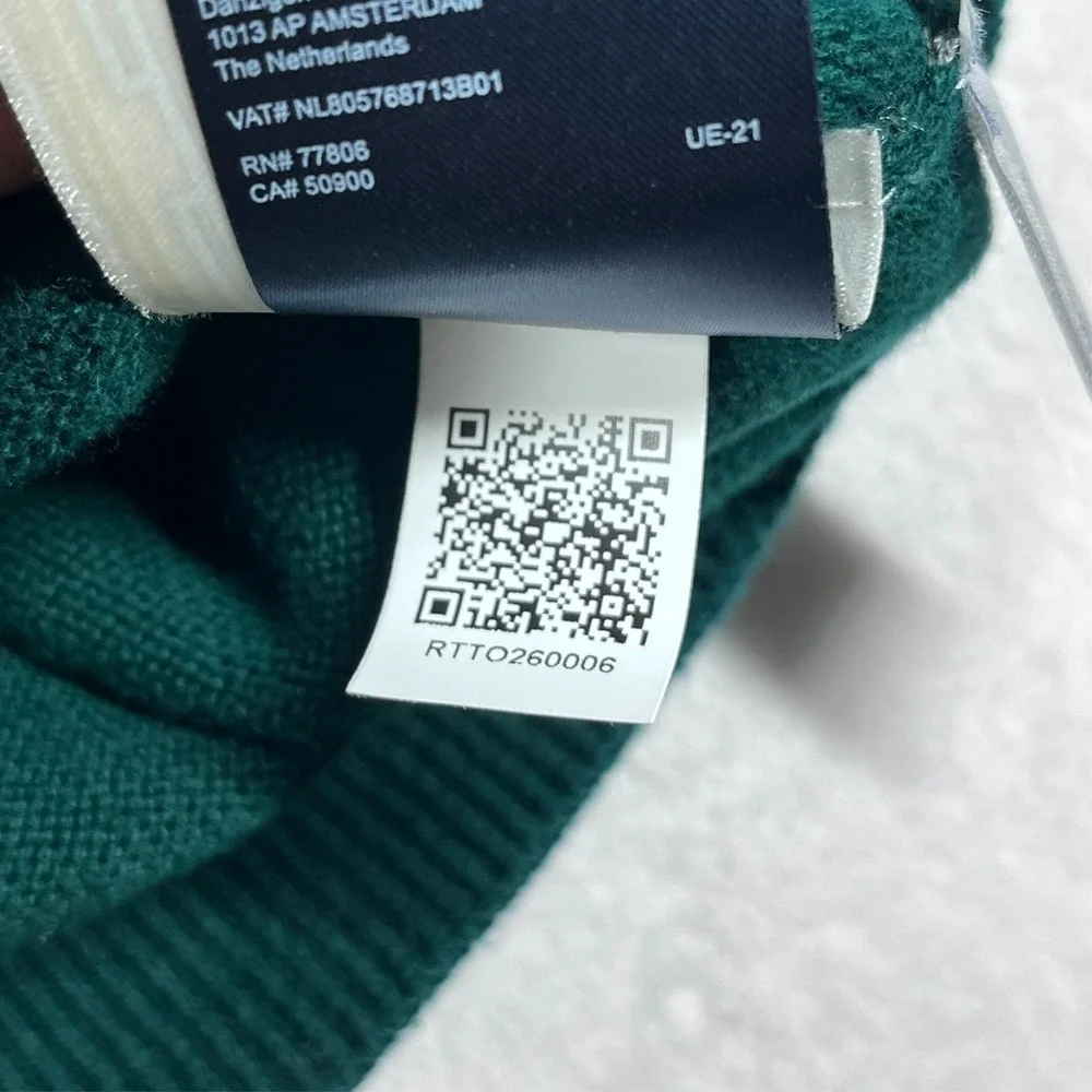 Tommy Hilfiger‎ Sweater Mens Medium Green Varsity Logo Colorblock Cotton 78E2689